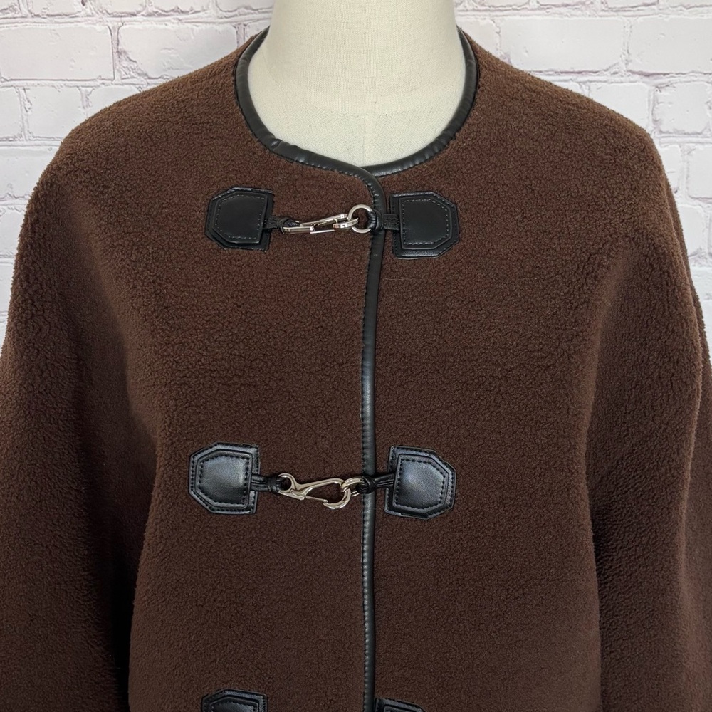 REBECCA MINKOFF Chocolate Brown Shearling Toggle Jacket--NWT--M - Picture 6 of 15